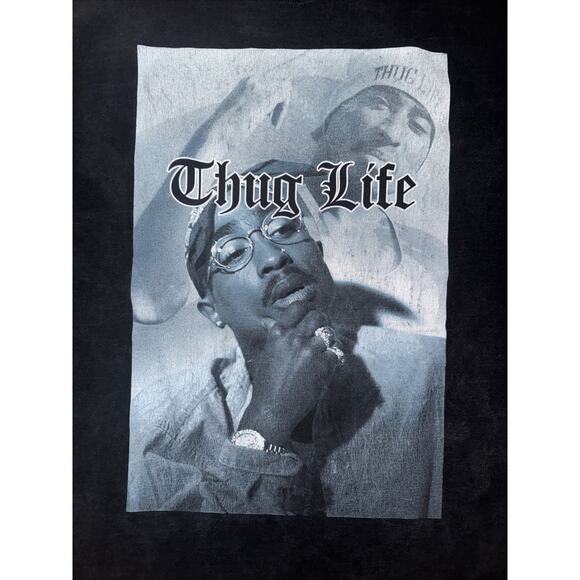 Vintage Tupac Shakur Thug Life Rap Tee T-Shirt XXL 25x30 Black Hip Hop Rap Tee - Picture 2 of 5